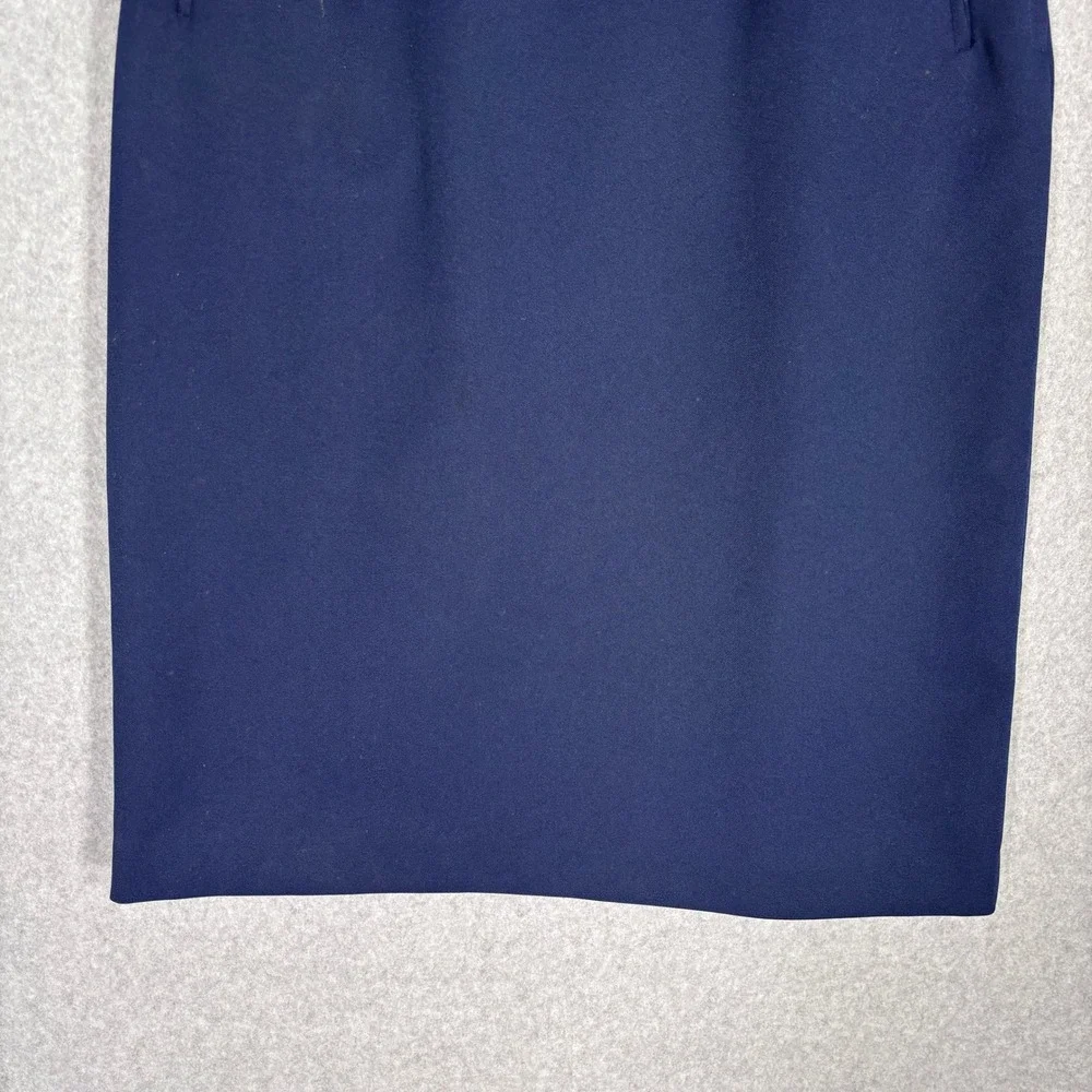 Vintage Midi Pencil A Line Skirt 14 Navy Blue Pockets Pleated Retro 90s 80s